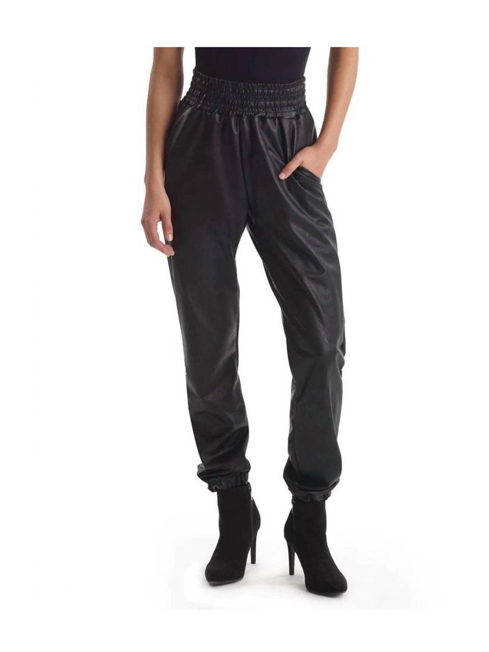 NWT Commando Smocked Faux Leather Stretch Jogger Pants Size XS